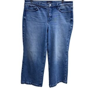 NYDJ Lift Tuck Technology Jeans Sz 12 Mid Rise Straight Crop Blue Denim Primland